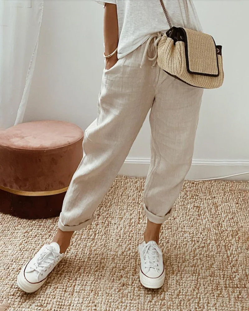 Dames Broek, Ademend, Hoge Taille, Wijde Pijpen, Lichtgewicht