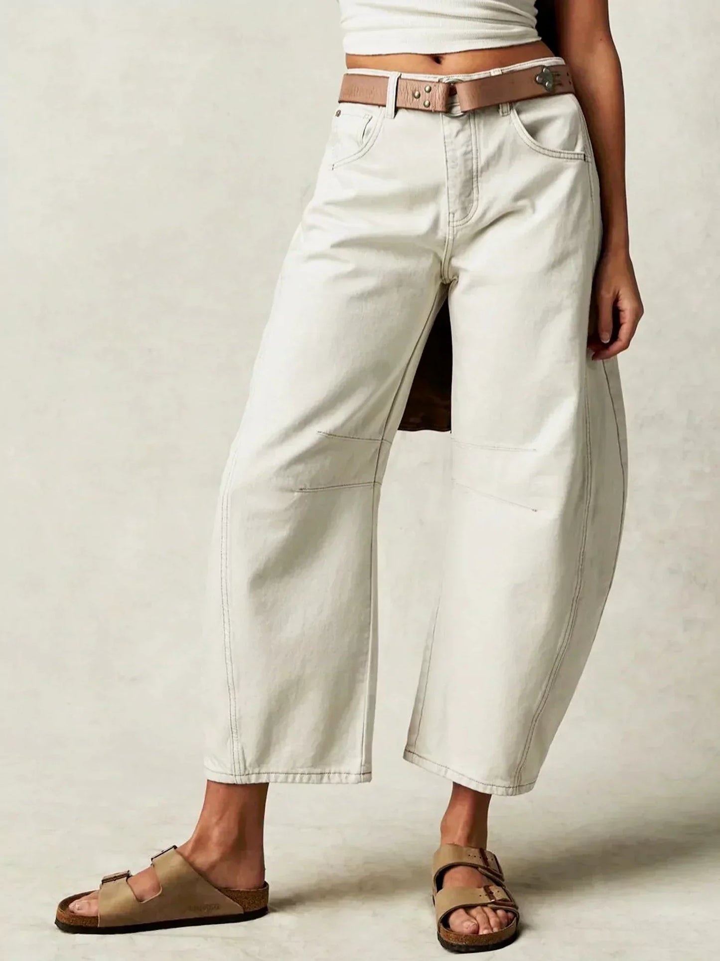 Dames Barrel Jeans Luipaardprint, Wijde Pijp