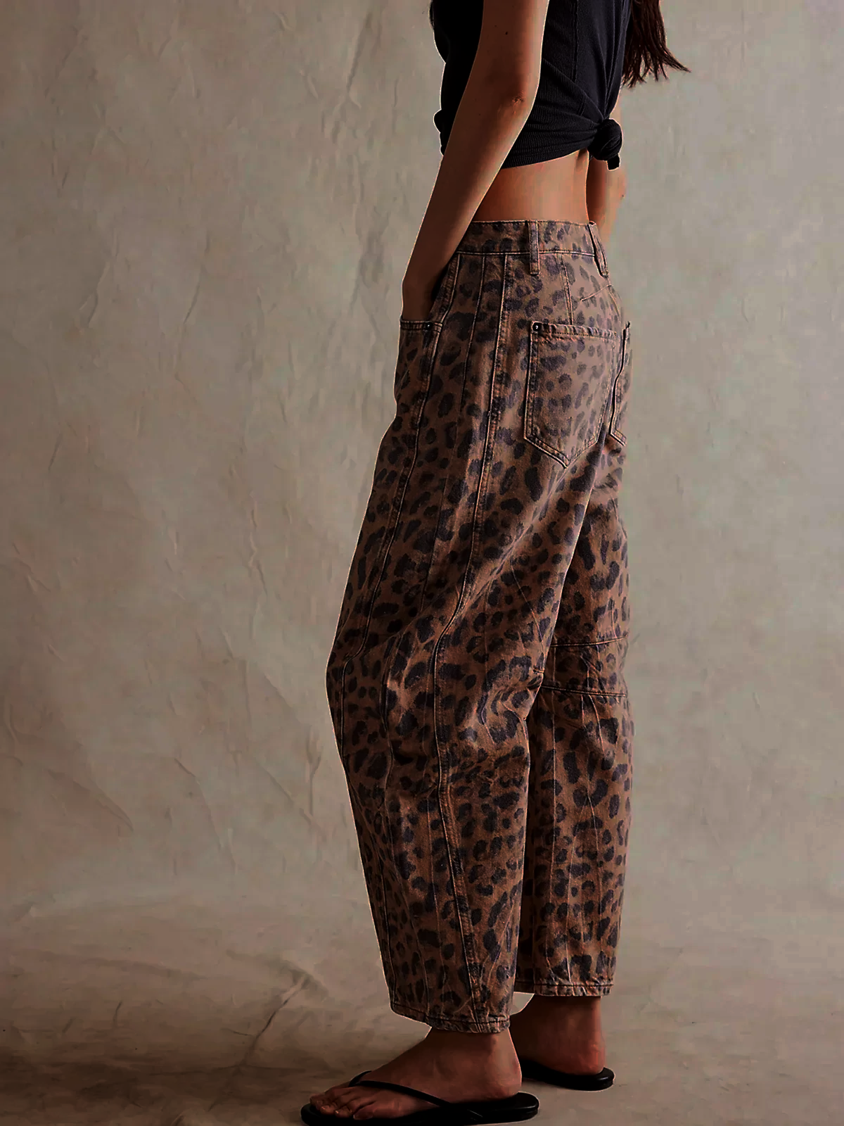 Dames Barrel Jeans Luipaardprint, Wijde Pijp