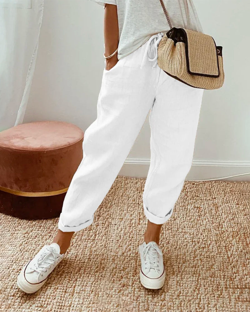 Dames Broek, Ademend, Hoge Taille, Wijde Pijpen, Lichtgewicht