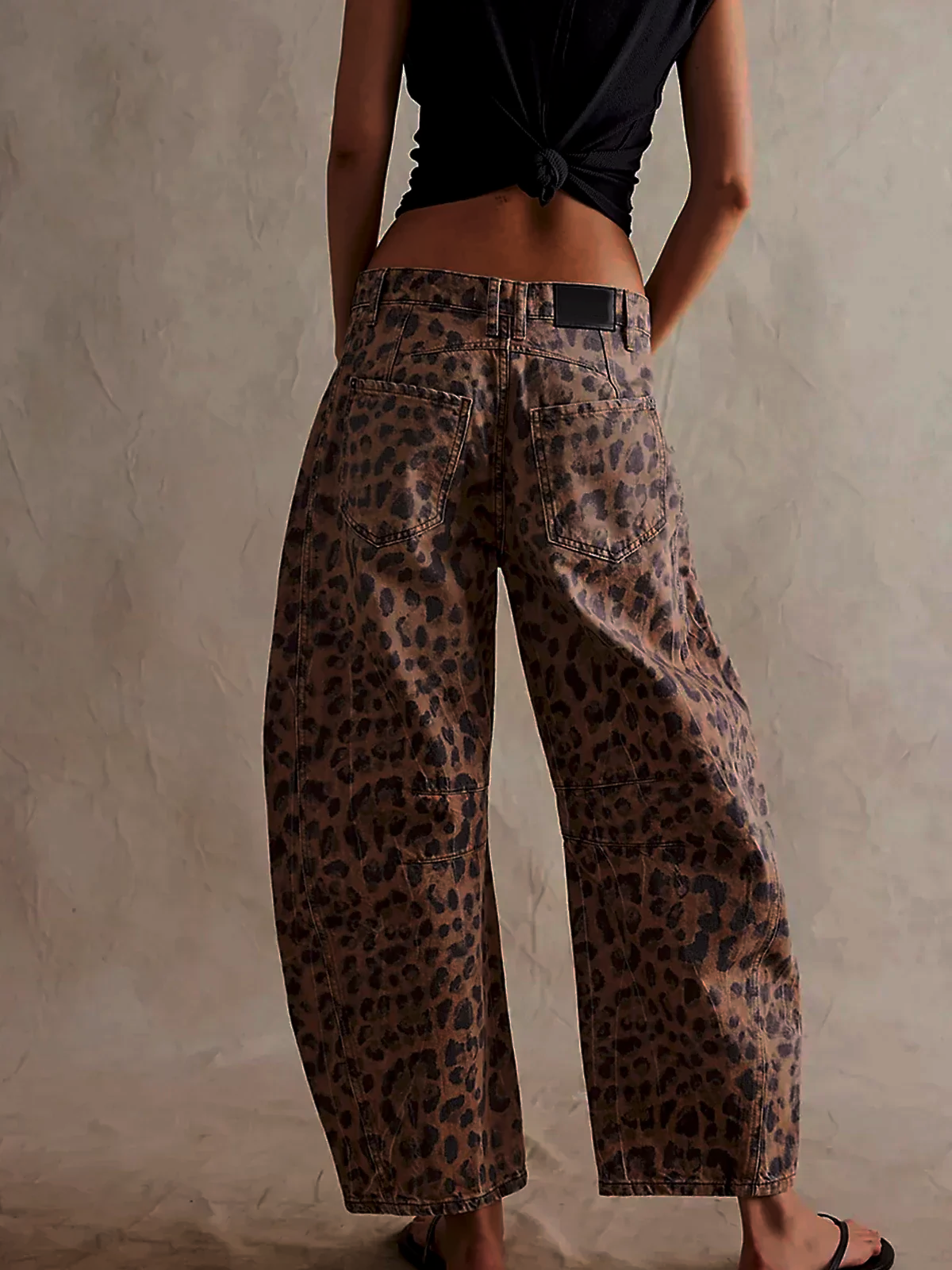 Dames Barrel Jeans Luipaardprint, Wijde Pijp