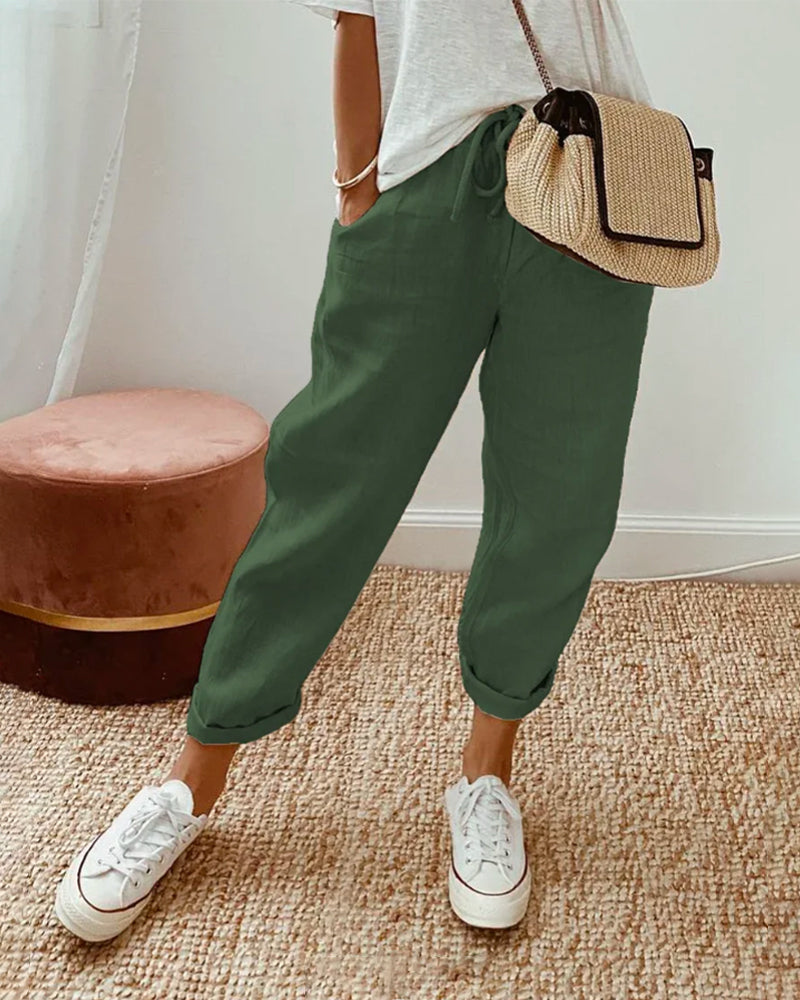 Dames Broek, Ademend, Hoge Taille, Wijde Pijpen, Lichtgewicht