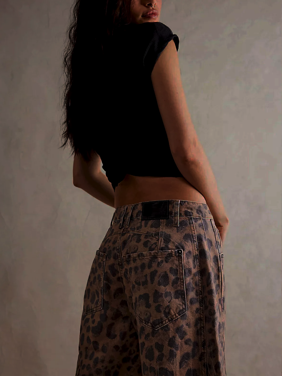Dames Barrel Jeans Luipaardprint, Wijde Pijp