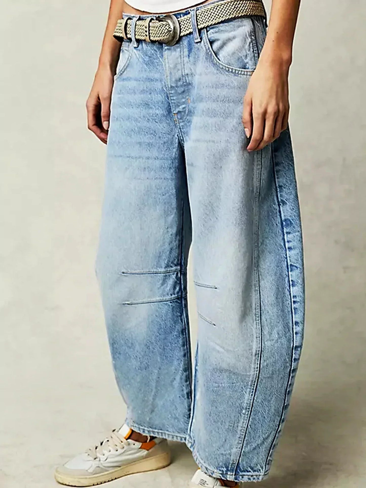 Dames Barrel Jeans Luipaardprint, Wijde Pijp