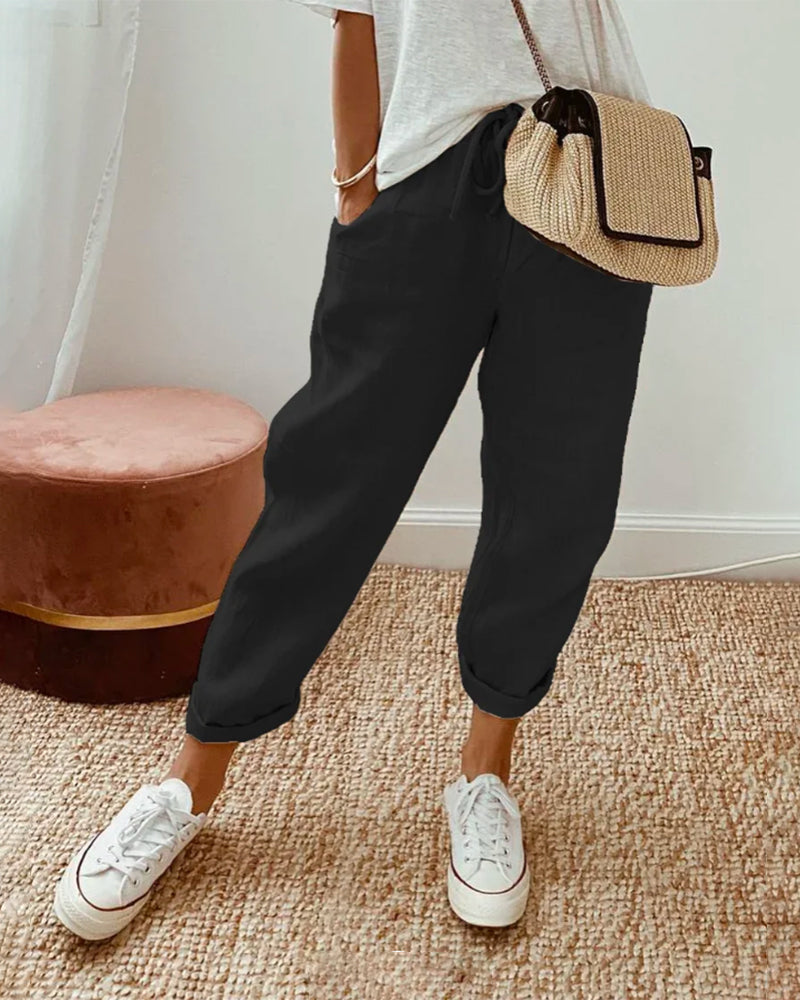 Dames Broek, Ademend, Hoge Taille, Wijde Pijpen, Lichtgewicht