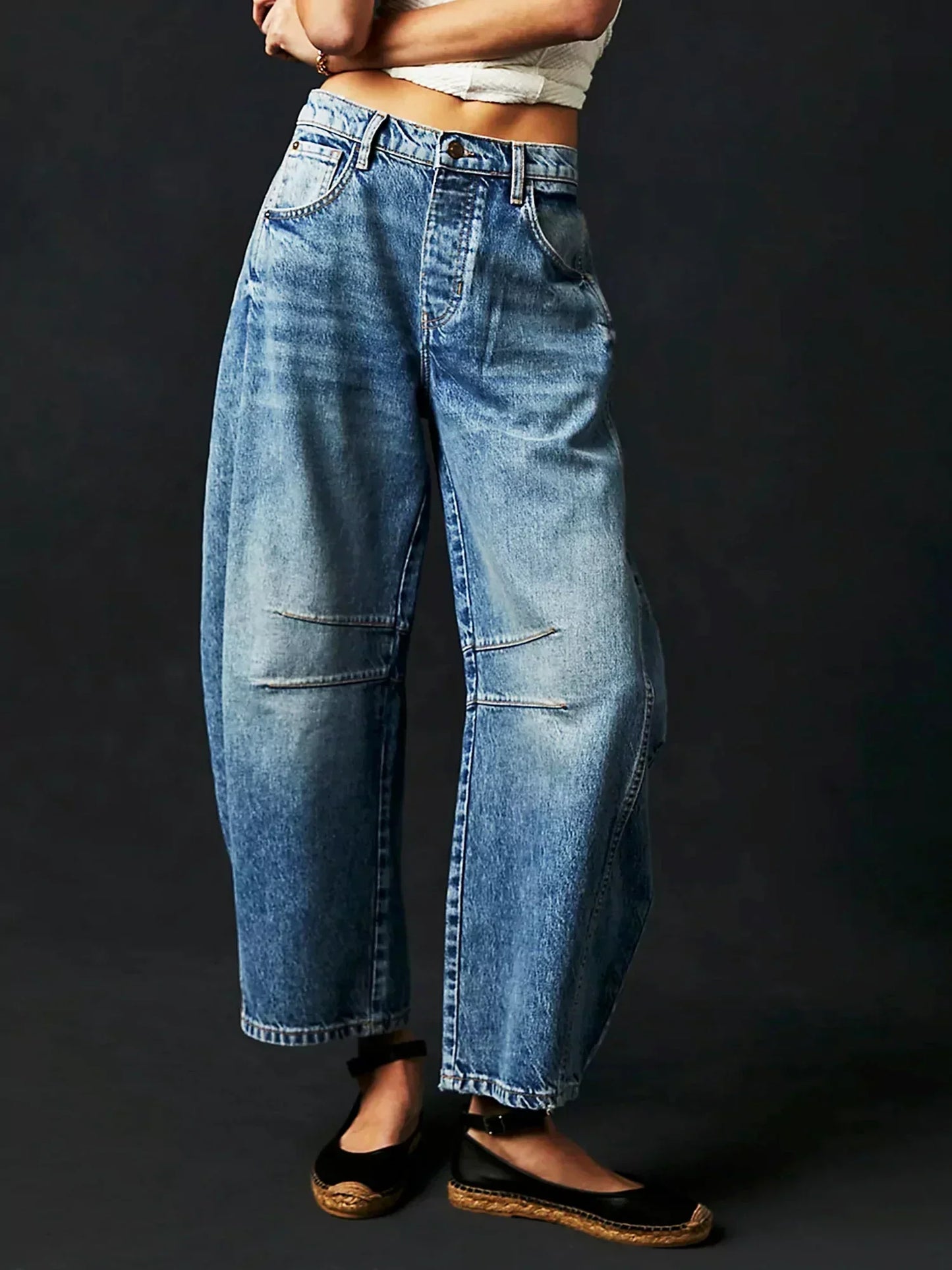 Dames Barrel Jeans Luipaardprint, Wijde Pijp