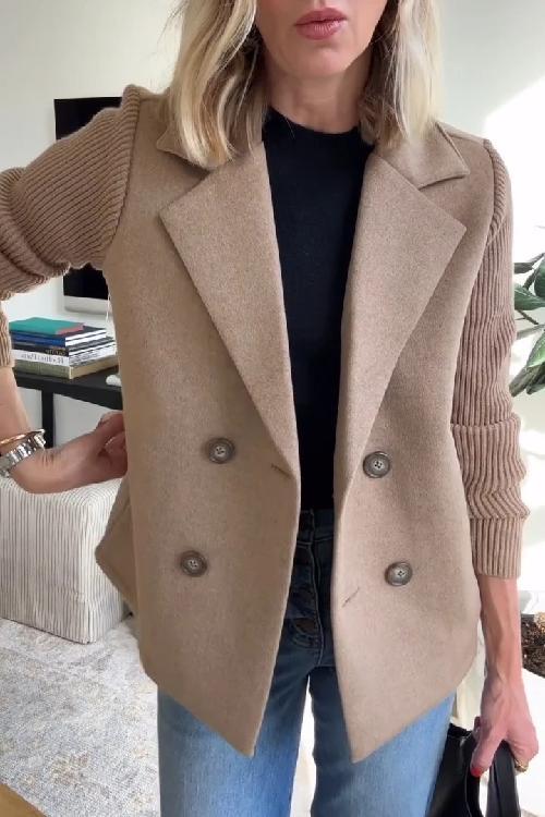 Amora Zwarte Blazer Dames | Gebreide Mouwen, Tijdloos en Elegant 1