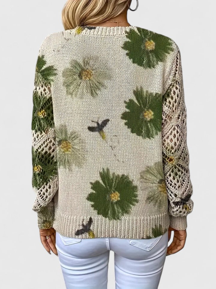 Auréley Dames Trui | Luchtig Gebreid met Bloemen, V-Hals, Comfortabel 8