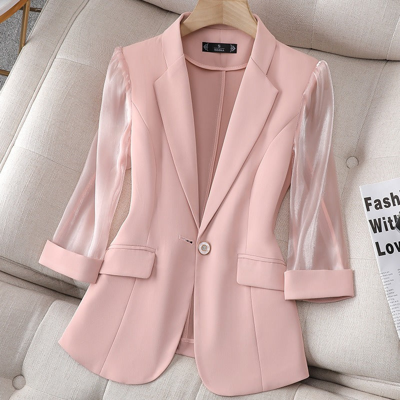 Ava Dames Blazer | Organza Mouwen, Elegant Witte Blazer