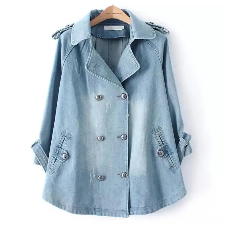 Ava Dames Jas | Lichtgewicht Denim, Double-Breasted