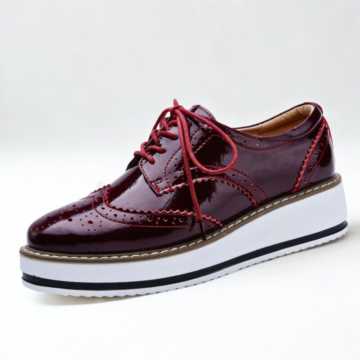 Ava Dames Oxfords | Glanzend Lakleer, Platform Sole 7