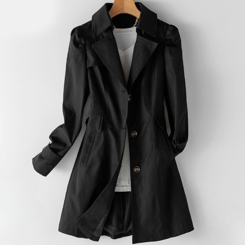 Bella Dames Trenchcoat | Premium Katoen-Polyester Mix, Elegant Zwart 1