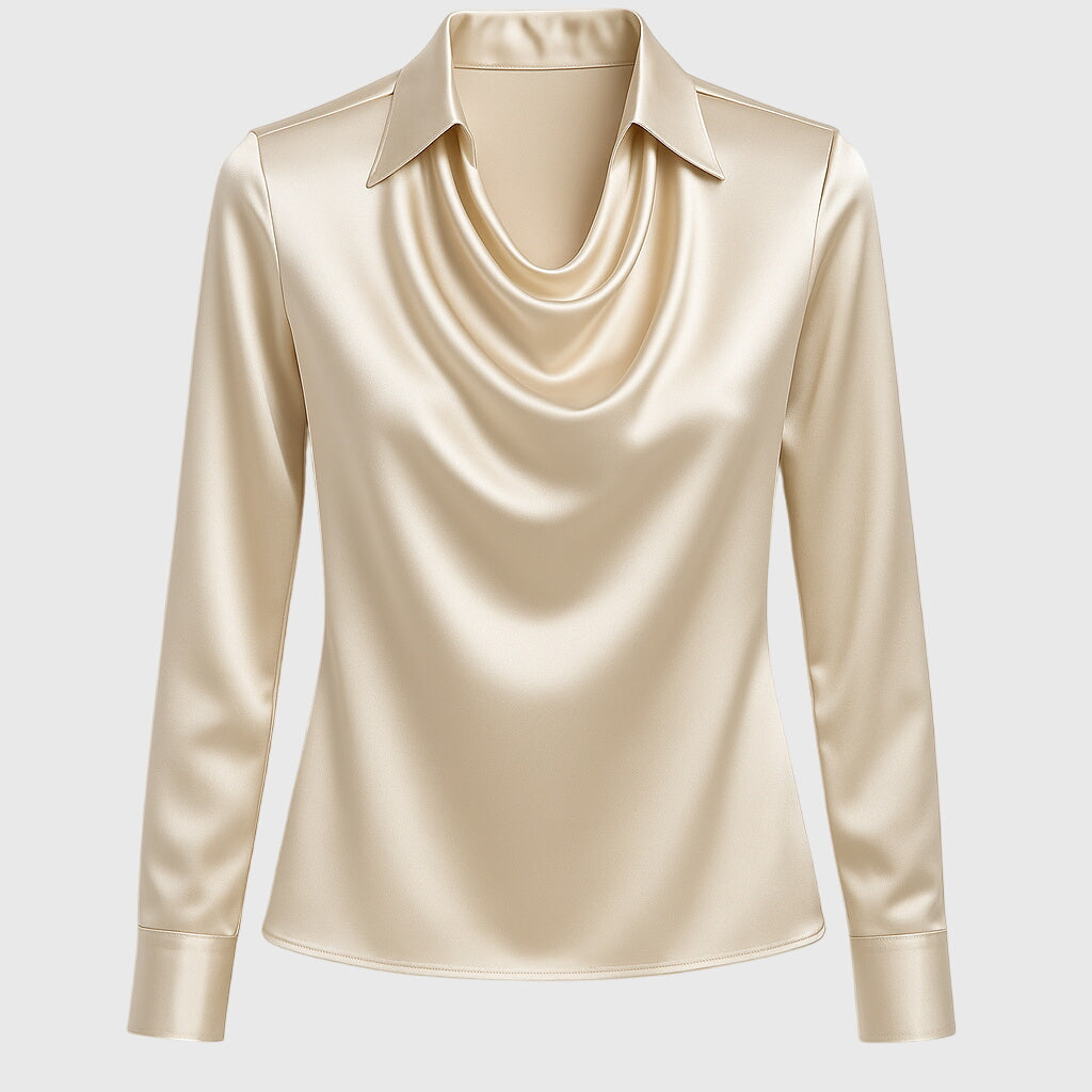 Bram Dames Blouse | Lucide Satijn, Cascade-Halslijn 1