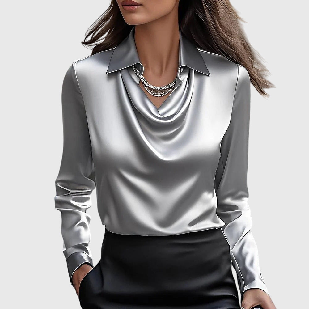 Bram Dames Blouse | Lucide Satijn, Cascade-Halslijn 2