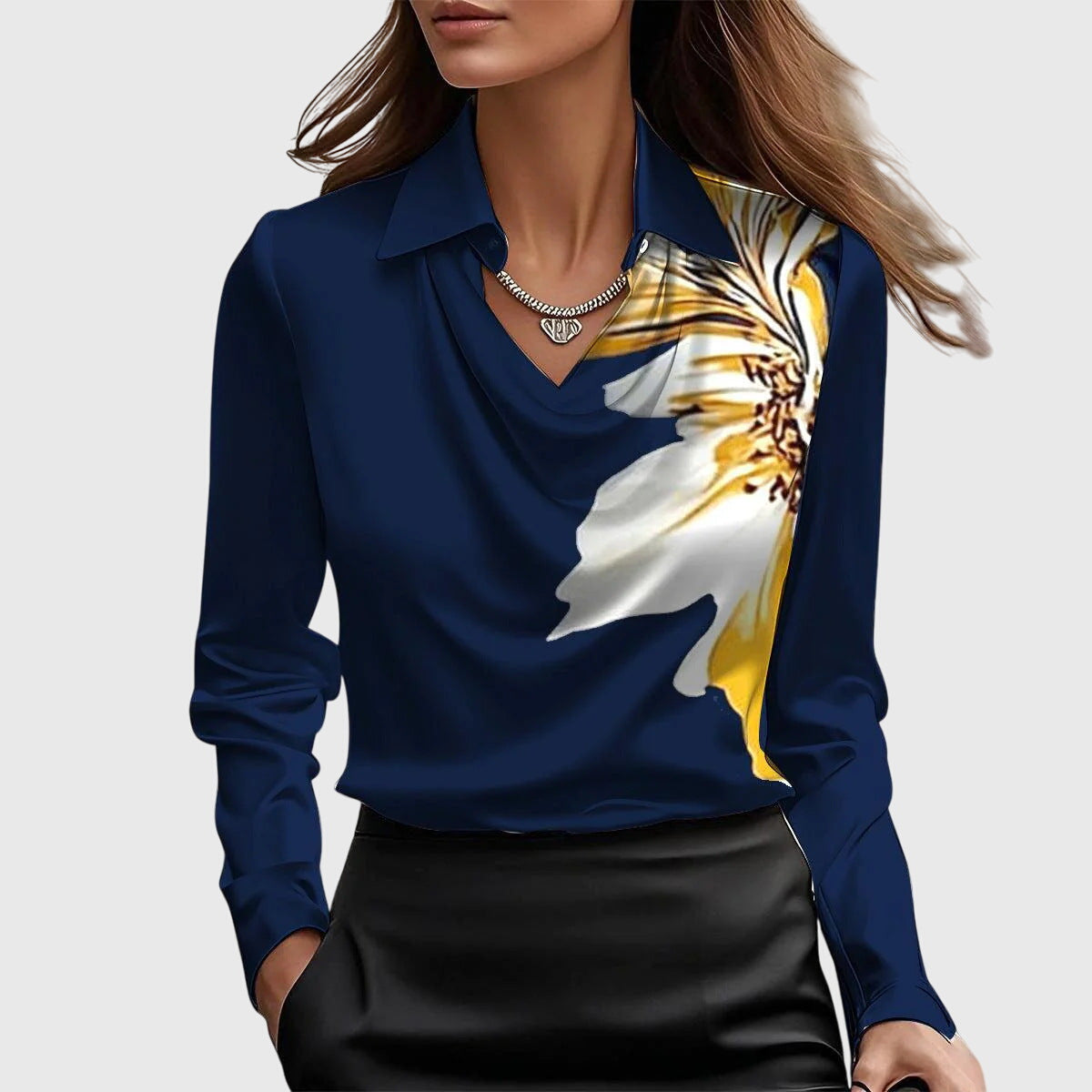 Bram Dames Blouse | Lucide Satijn, Cascade-Halslijn 8