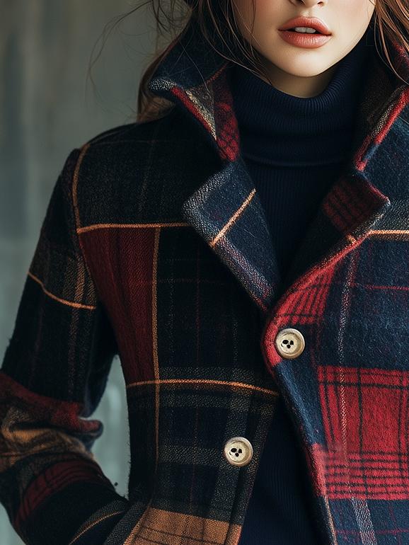 Caro Dames Jas Winter | Wol, Ruitpatroon, Comfortabel 1