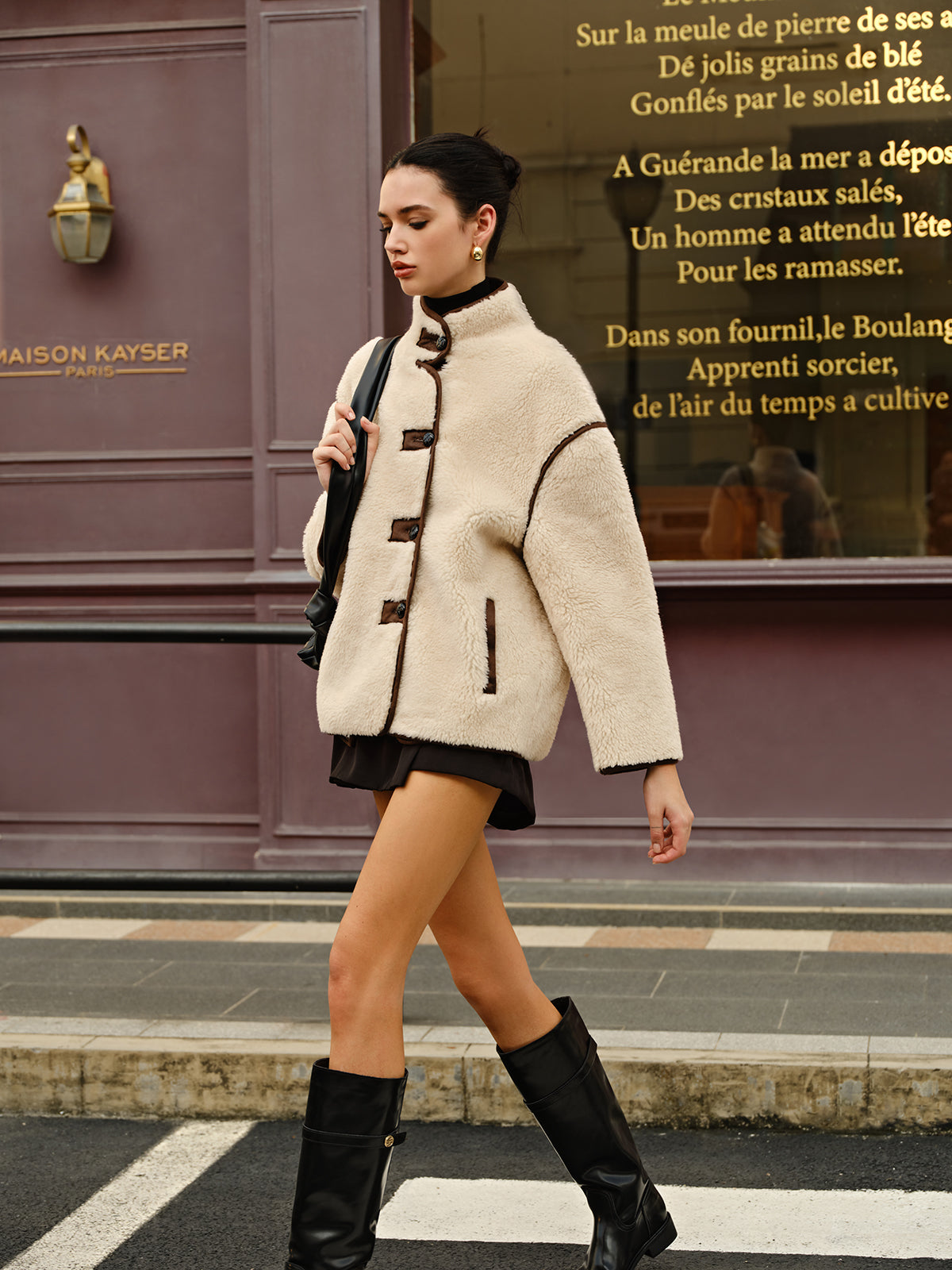 Iris Shearling Toggle-jasje | Imitatieschapenvacht, Casual, Oversized