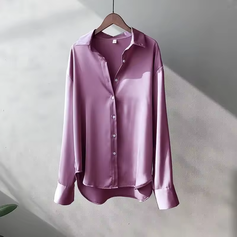 Dames Blouse, Zijde Look, Lange Mouwen, Ademend & Elegant