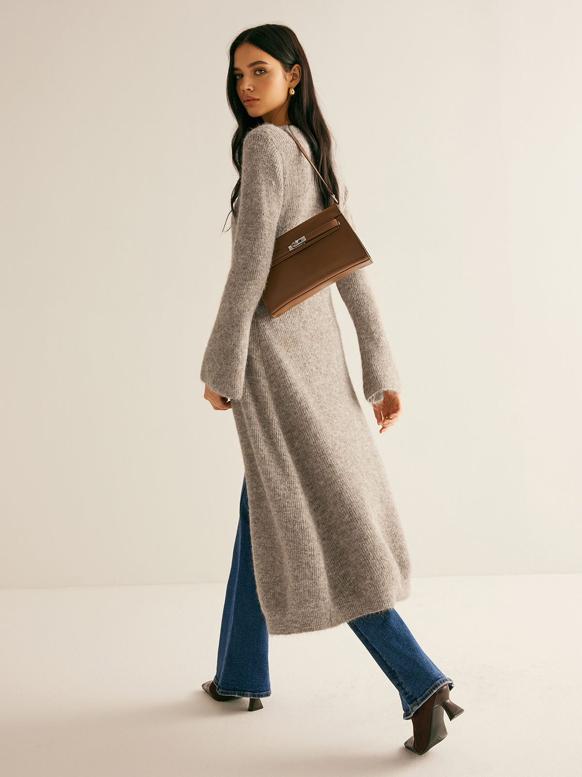 Tessa Trui Jurk Dames | V-hals Midi Met Split, Hoge Stretch 1