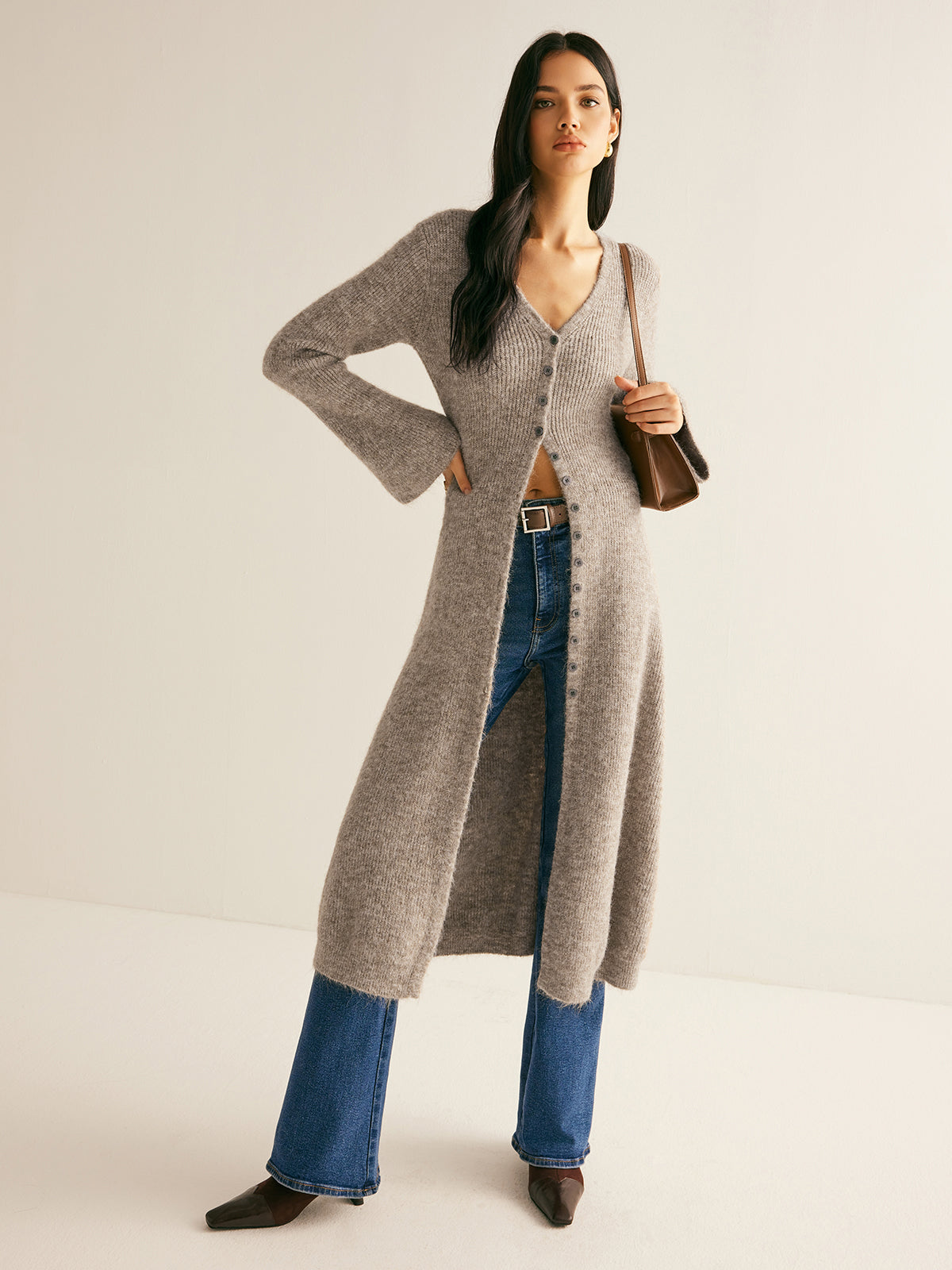 Tessa Trui Jurk Dames | V-hals Midi Met Split, Hoge Stretch 3