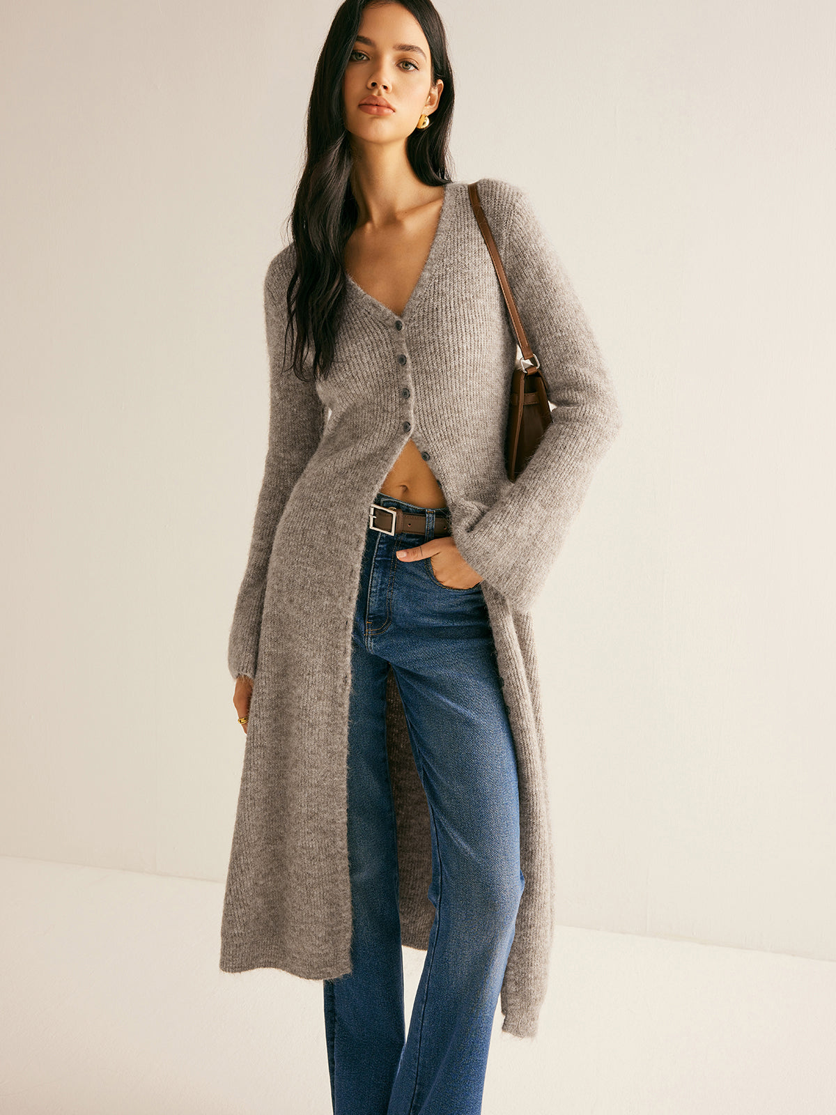 Tessa Trui Jurk Dames | V-hals Midi Met Split, Hoge Stretch 4
