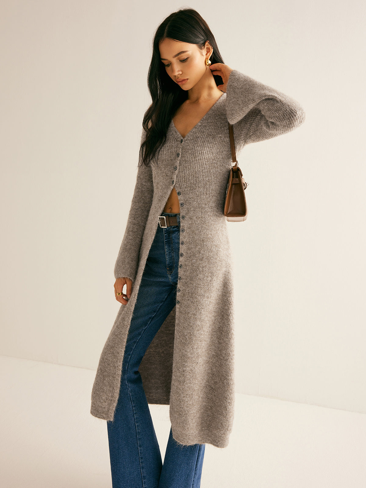 Tessa Trui Jurk Dames | V-hals Midi Met Split, Hoge Stretch 5