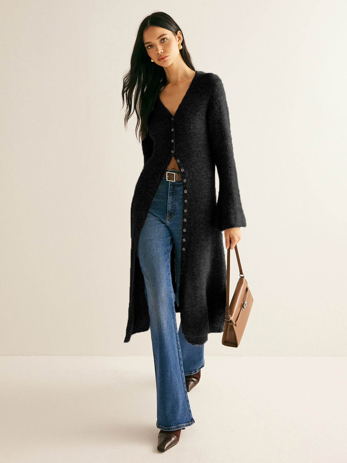Tessa Trui Jurk Dames | V-hals Midi Met Split, Hoge Stretch 9