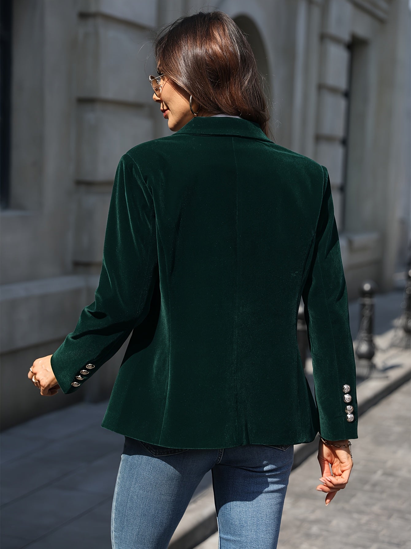 Addison Fluwelen Blazer Met Gouden Knopen Voor Dames