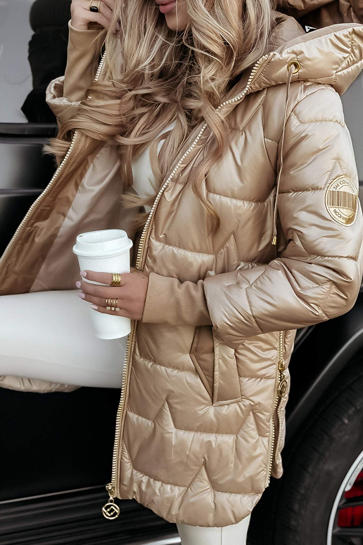 Astrid Hooded Damesjas, Katoenmix, Warm en Comfortabel
