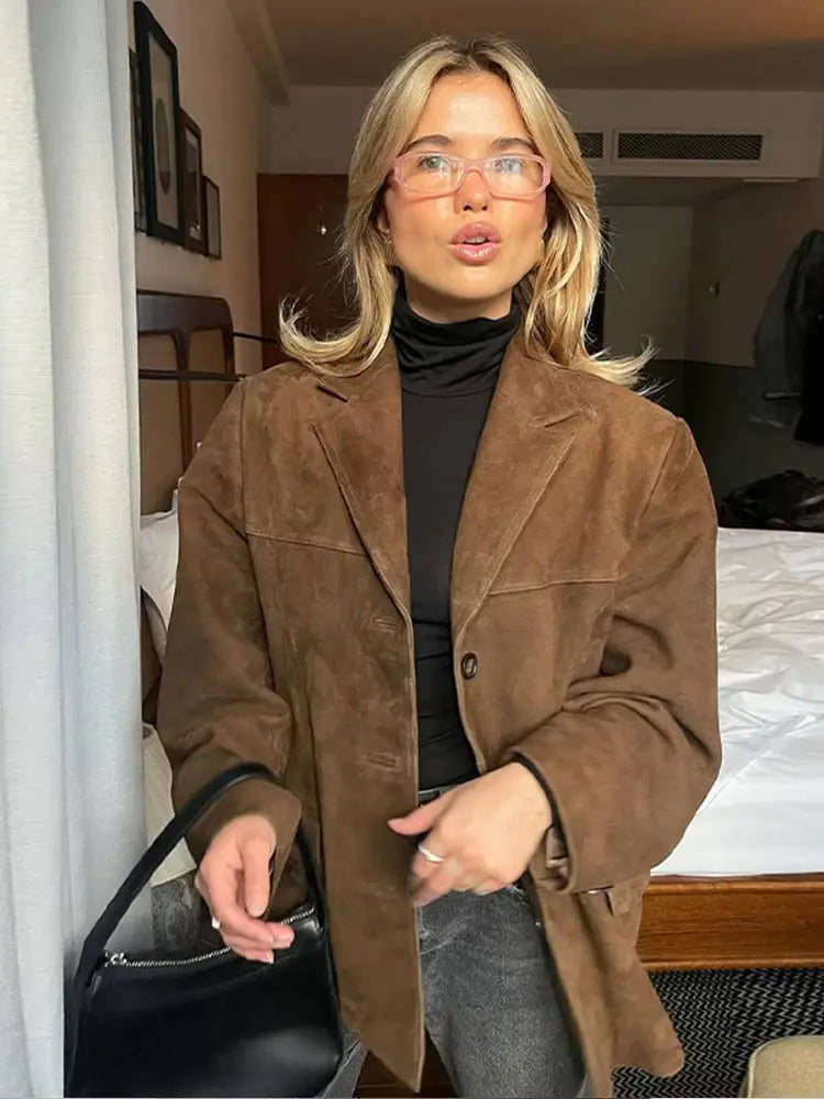 Zara Elegante Herfstjas, Suède Look, Warm en Comfortabel