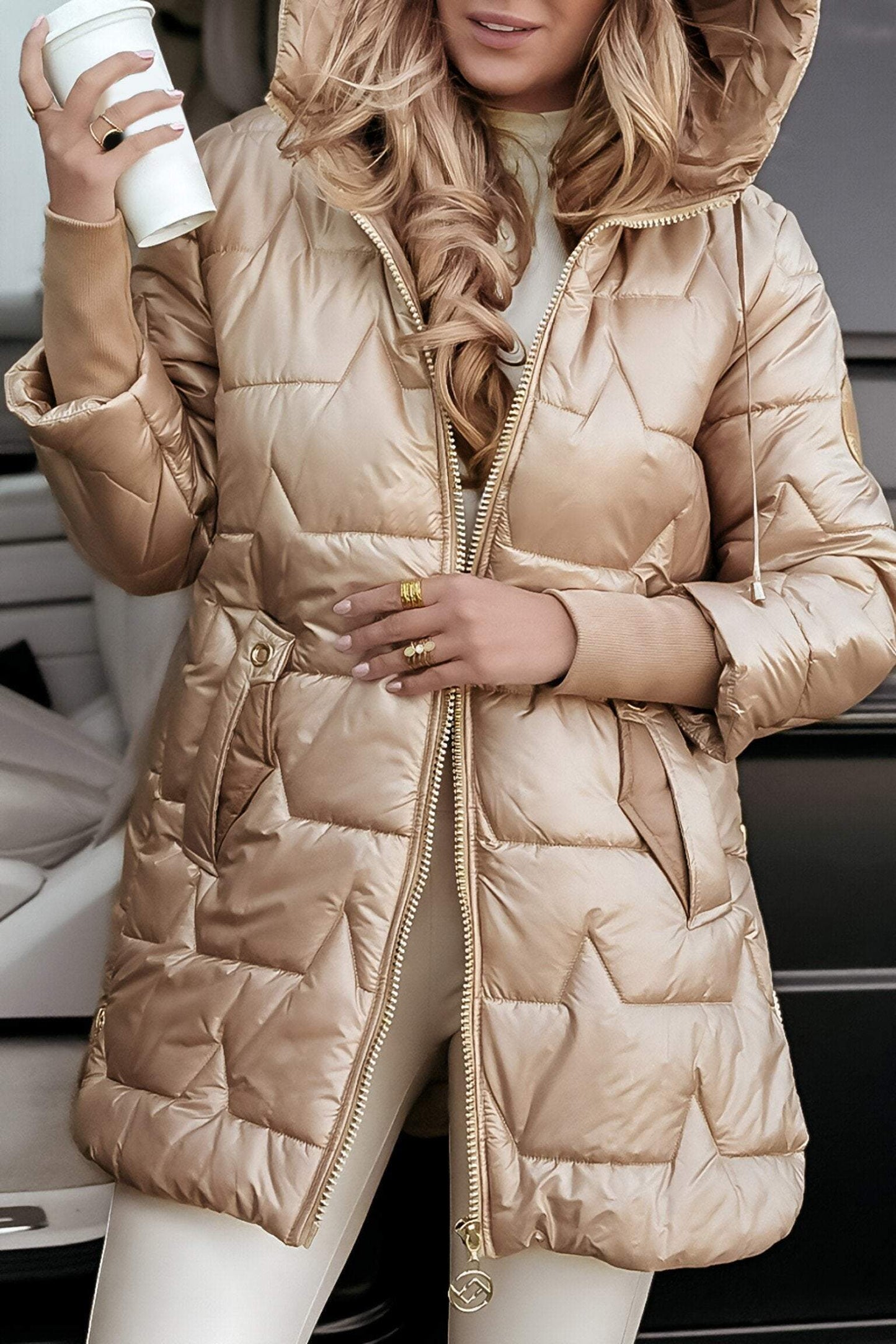 Astrid Hooded Damesjas, Katoenmix, Warm en Comfortabel