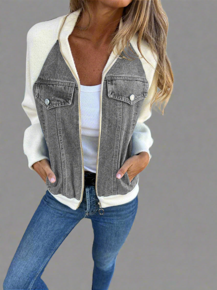 Sarah Stijlvolle Damesjas, V-Hals, Trendy en Comfortabel