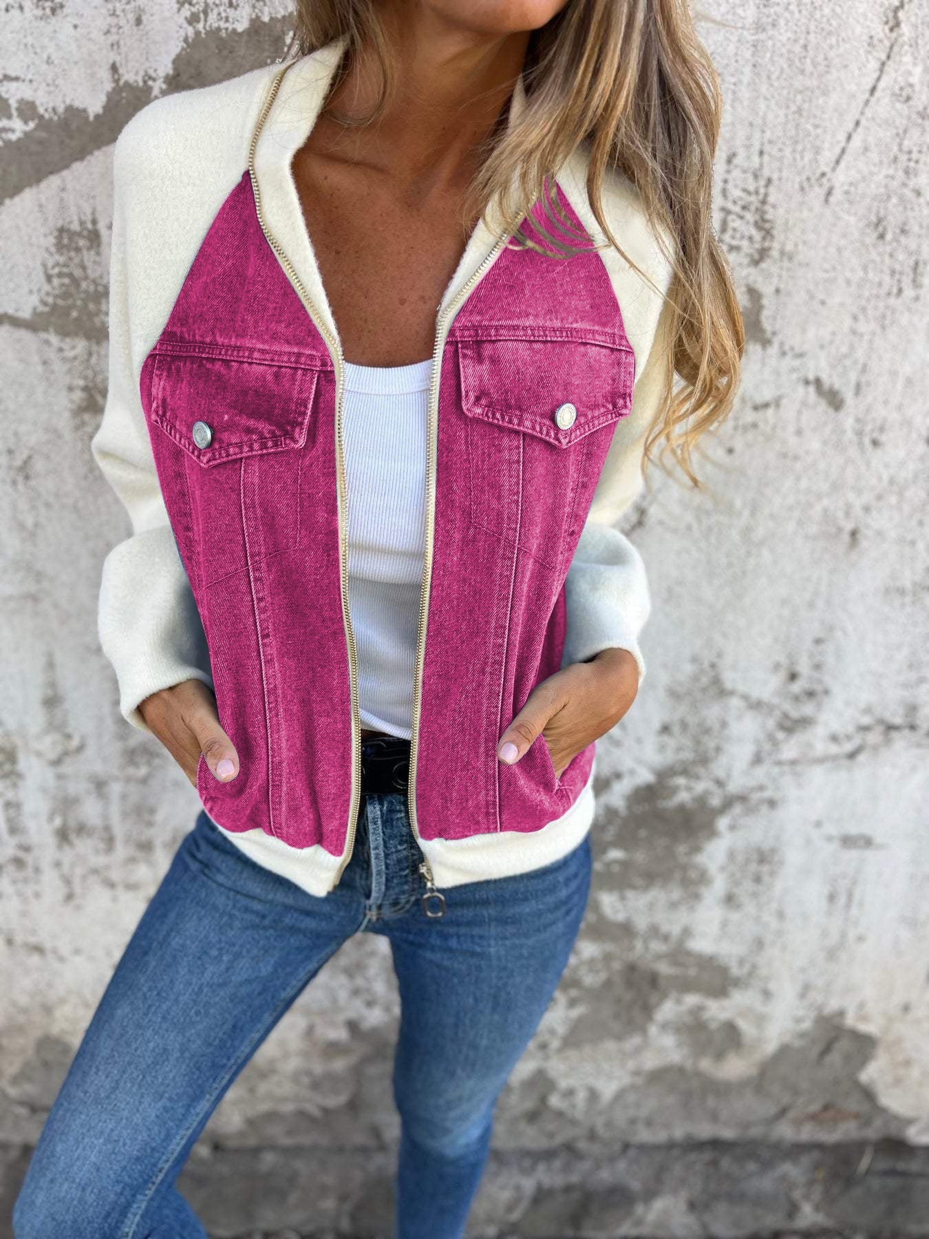 Sarah Stijlvolle Damesjas, V-Hals, Trendy en Comfortabel