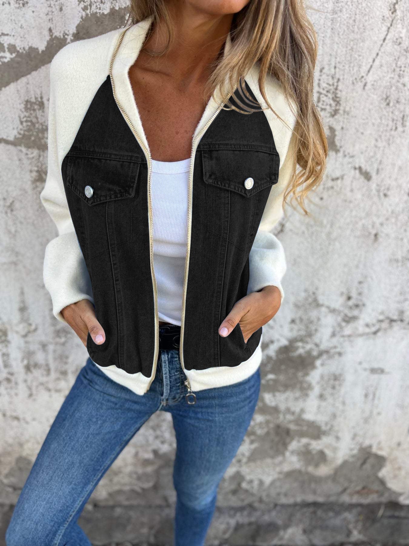 Sarah Stijlvolle Damesjas, V-Hals, Trendy en Comfortabel