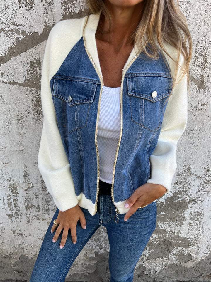Sarah Stijlvolle Damesjas, V-Hals, Trendy en Comfortabel