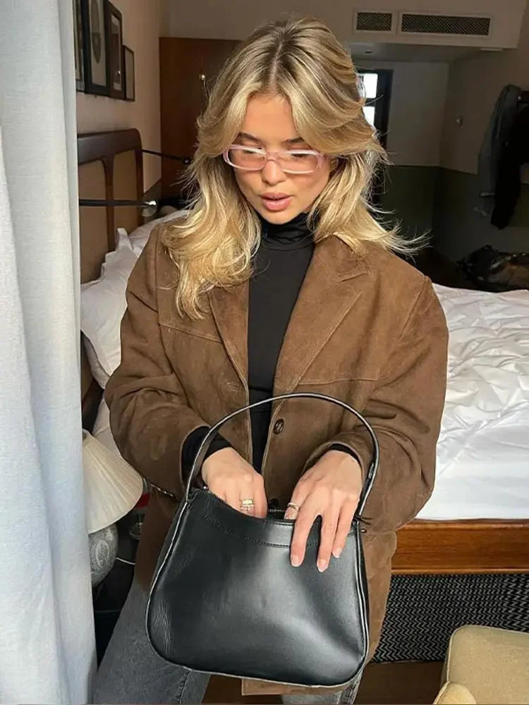 Zara Elegante Herfstjas, Suède Look, Warm en Comfortabel
