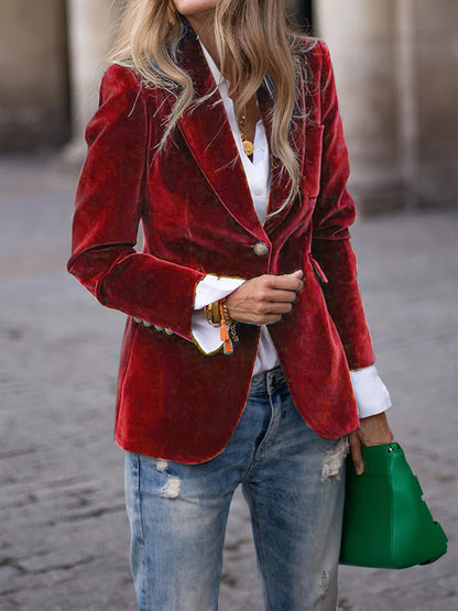 Addison Fluwelen Blazer Met Gouden Knopen Voor Dames