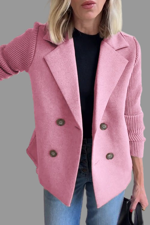 Amora Zwarte Blazer Dames | Gebreide Mouwen, Tijdloos en Elegant 0