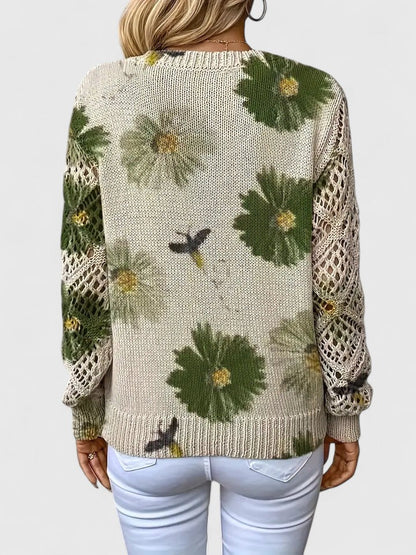 Auréley Dames Trui | Luchtig Gebreid met Bloemen, V-Hals, Comfortabel 8