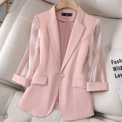 Ava Dames Blazer | Organza Mouwen, Elegant Witte Blazer