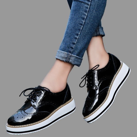 Ava Dames Oxfords | Glanzend Lakleer, Platform Sole 0