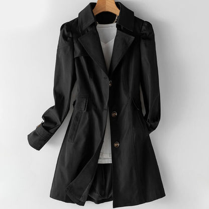 Bella Dames Trenchcoat | Premium Katoen-Polyester Mix, Elegant Zwart 1