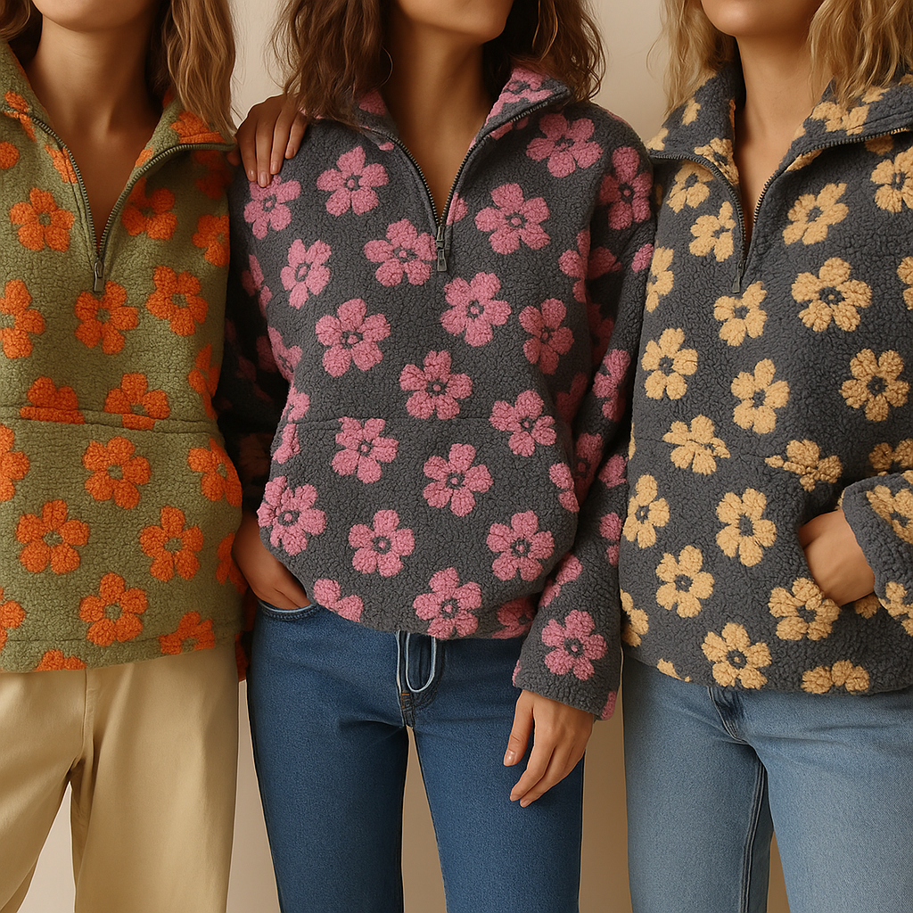 Madeliefje Dames Sherpa Trui | Bohemian Bloemenprint, Oversized Comfort 8