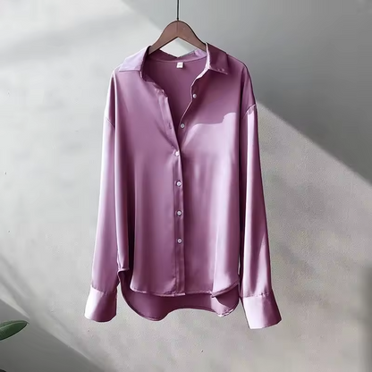 Dames Blouse, Zijde Look, Lange Mouwen, Ademend & Elegant