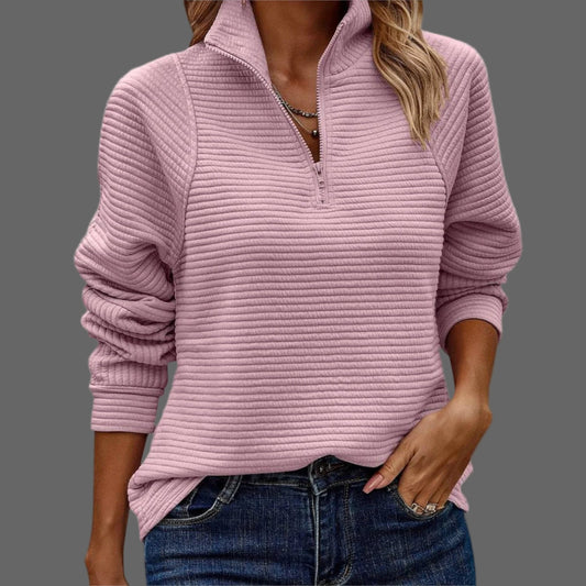Sereen Dames Pullover | V-hals met Rits, Comfortabele Warme Trui Dames 0