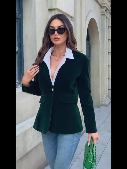 Addison Fluwelen Blazer Met Gouden Knopen Voor Dames