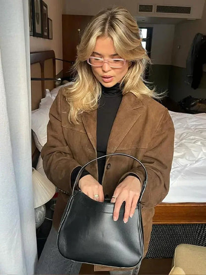 Zara Elegante Herfstjas, Suède Look, Warm en Comfortabel